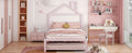 Twin Size Metal Platform Bed With Twin Size Trundle,House Shaped Headboard Design, Pink Twin Pink Metal