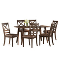 Indoor Wood Dining Set,Dining Chairs Set Of 6 Dining Table Brown Brown Rubber Wood