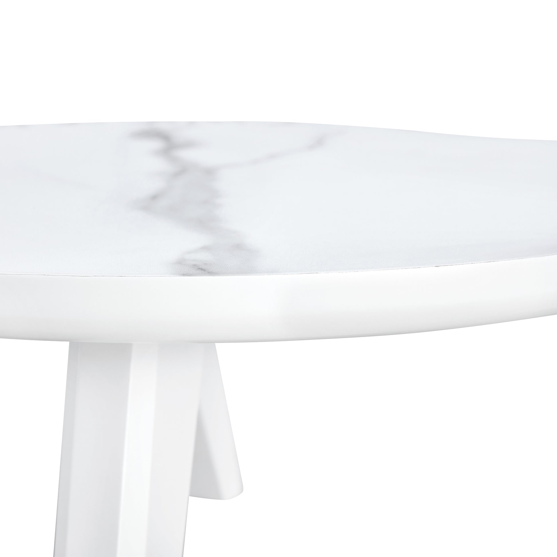 Modern Minimalist White Imitation Marble Tabletop Coffee Table. Solid Wood Spray Painted Desk Legs, Cloud Shape To Give You A Experience, Computer Desk. Suitable For Dining And Living Rooms. White Mdf