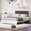 Queen Size Upholstered Bed With Led Light,Modern Platform Bed With With Velvet Headboard,White Queen White Mdf