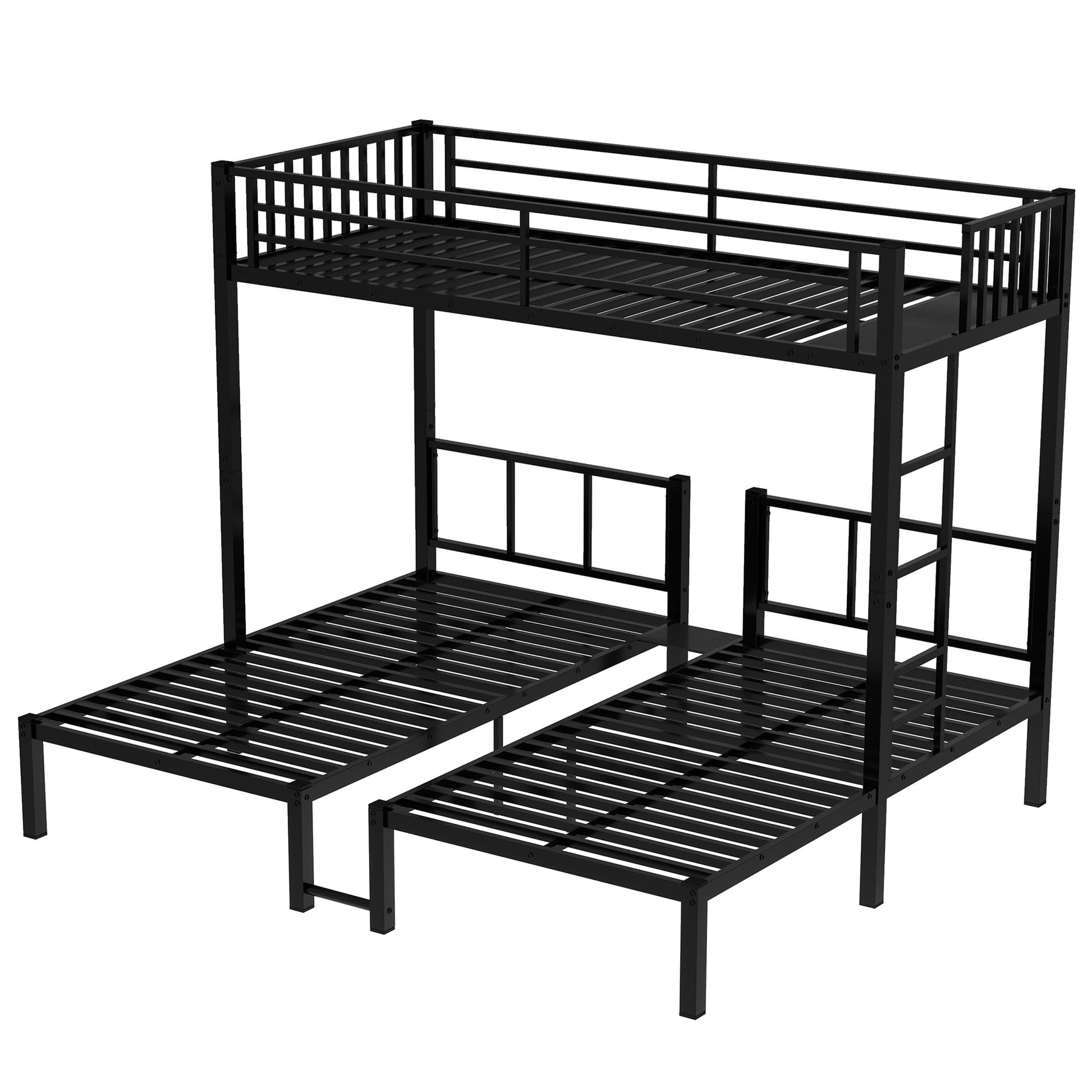 Twin Over Twin & Twin Bunk Beds For 3, Twin Xl Over Twin & Twin Bunk Bed Metal Triple Bunk Bed, Black Twin Black Metal