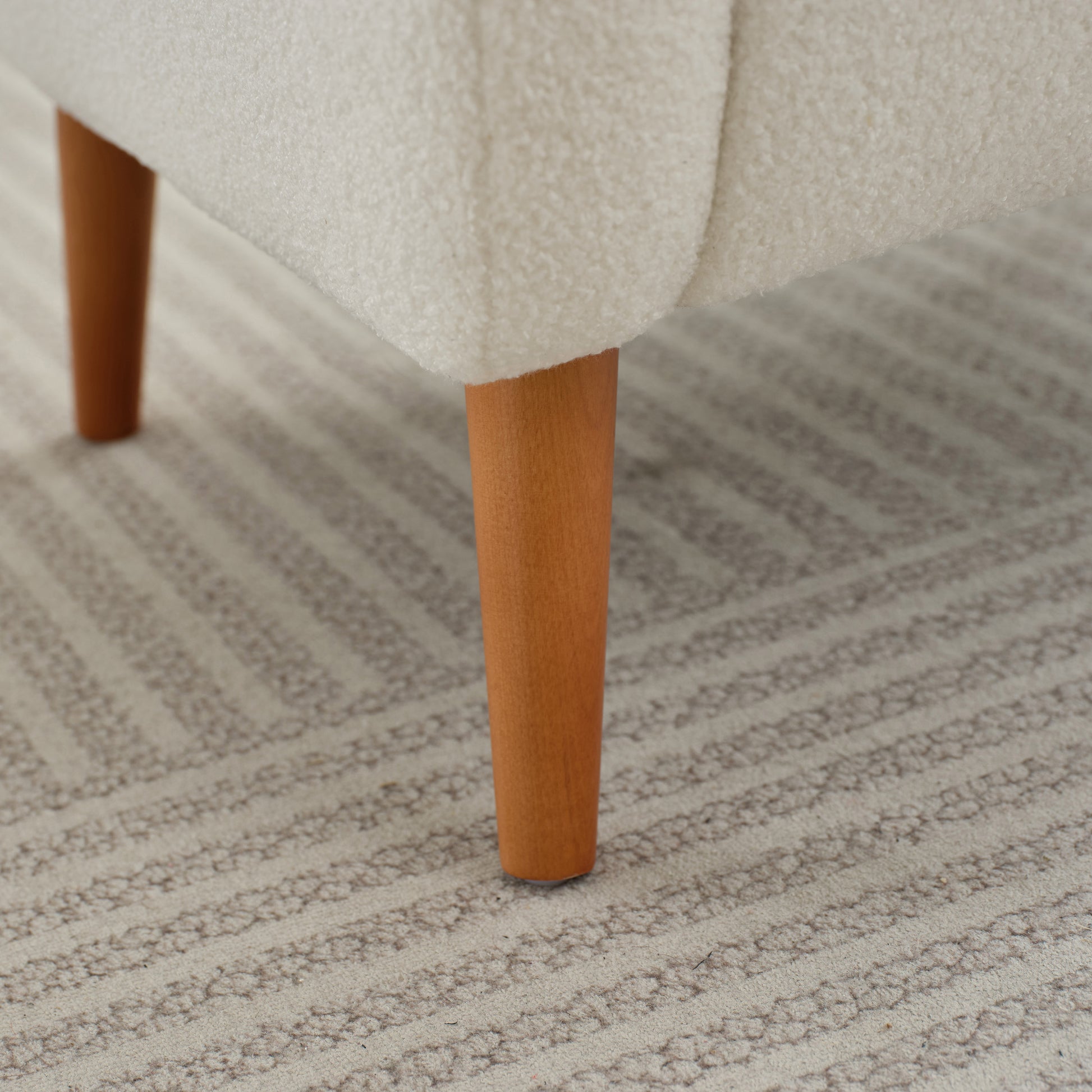 Mirod Modern Wing Back Lounge Chair Stylish Design, Soft Fabric, Solid Wood Legs, Easy Assembly, Durable Frame Beige Boucle