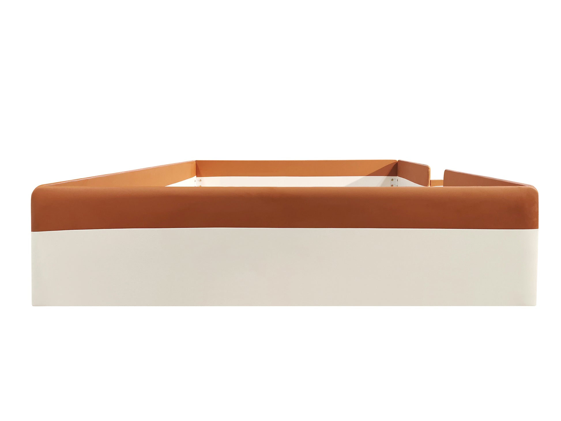 Queen Size Upholstered Daybed Frame With Fence And Stairs, Brown White Queen Brown White Mdf Lvl