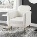 White And Gold Tight Back Accent Chair White Primary Living Space Modern Wood Fabric