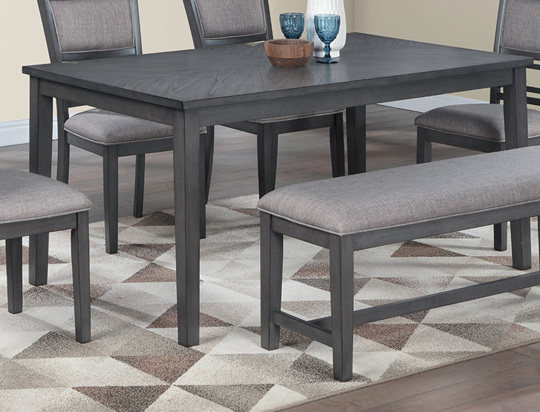 Dining Room Furniture Gray 6Pcs Set Dining Table 4X Side Chairs A Bench Rubberwood Unique Design Back Chair Gray Wood Dining Room Bench Seating Rectangular Dining Table With Chair And Bench Wood