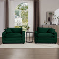 Luxurious And Sophisticated Deep Seated Sofa Set With Two Single Chairs In Green Corduroy Fabric, Suitable For Bedroom And Office Green Corduroy 2 Seat