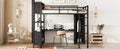 Metal Loft Bed With Wardrobe And L Shaped Desk, Full Size Loft Bed With Storage Cubes And Shelves, Heavy Duty Loft Bed For Kids Teens Adults, Black Pre Sale Date: August 10Th Full Black Metal