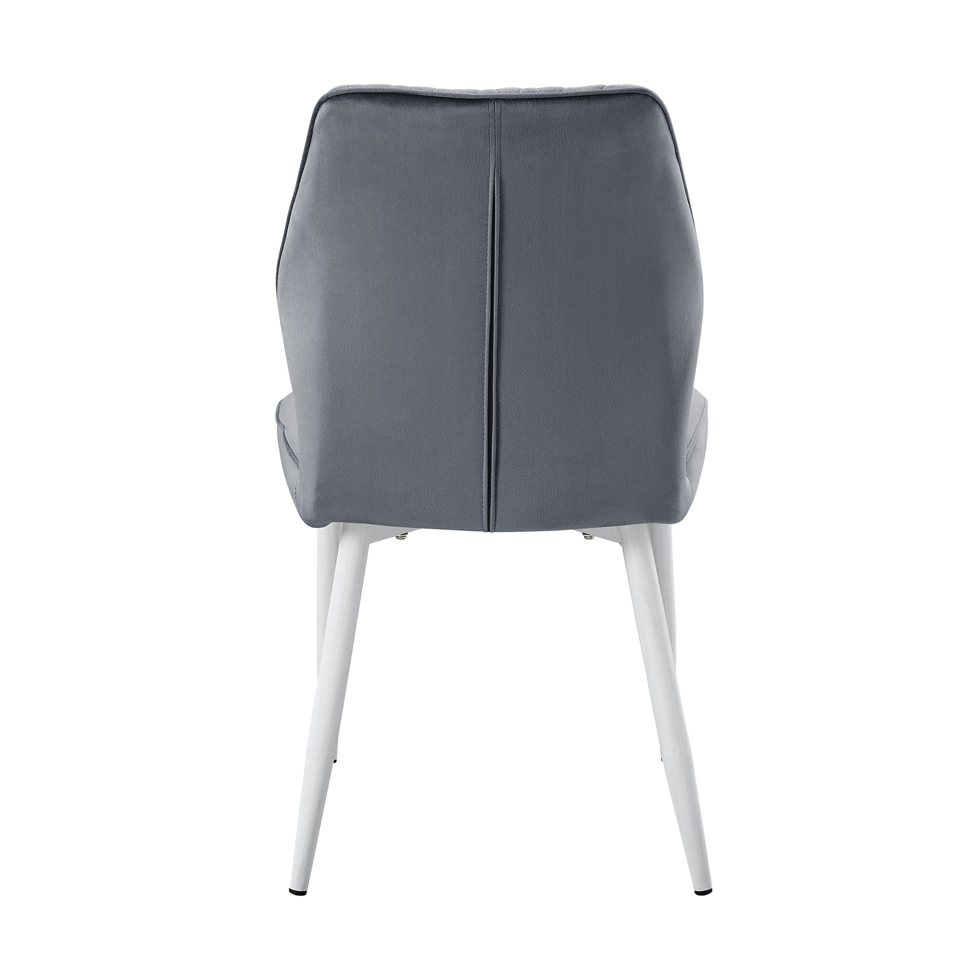 Modern Dining Side Chairs Set Of 2, Dark Gray Velvet Upholstered White Metal Legs Furniture Dark Gray Dining Room Modern,Ultra Modern Side Chair Metal