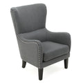 Hi Back Studded Chair,Arm Chair,Living Room, Study And Bedroom Grey Fabric