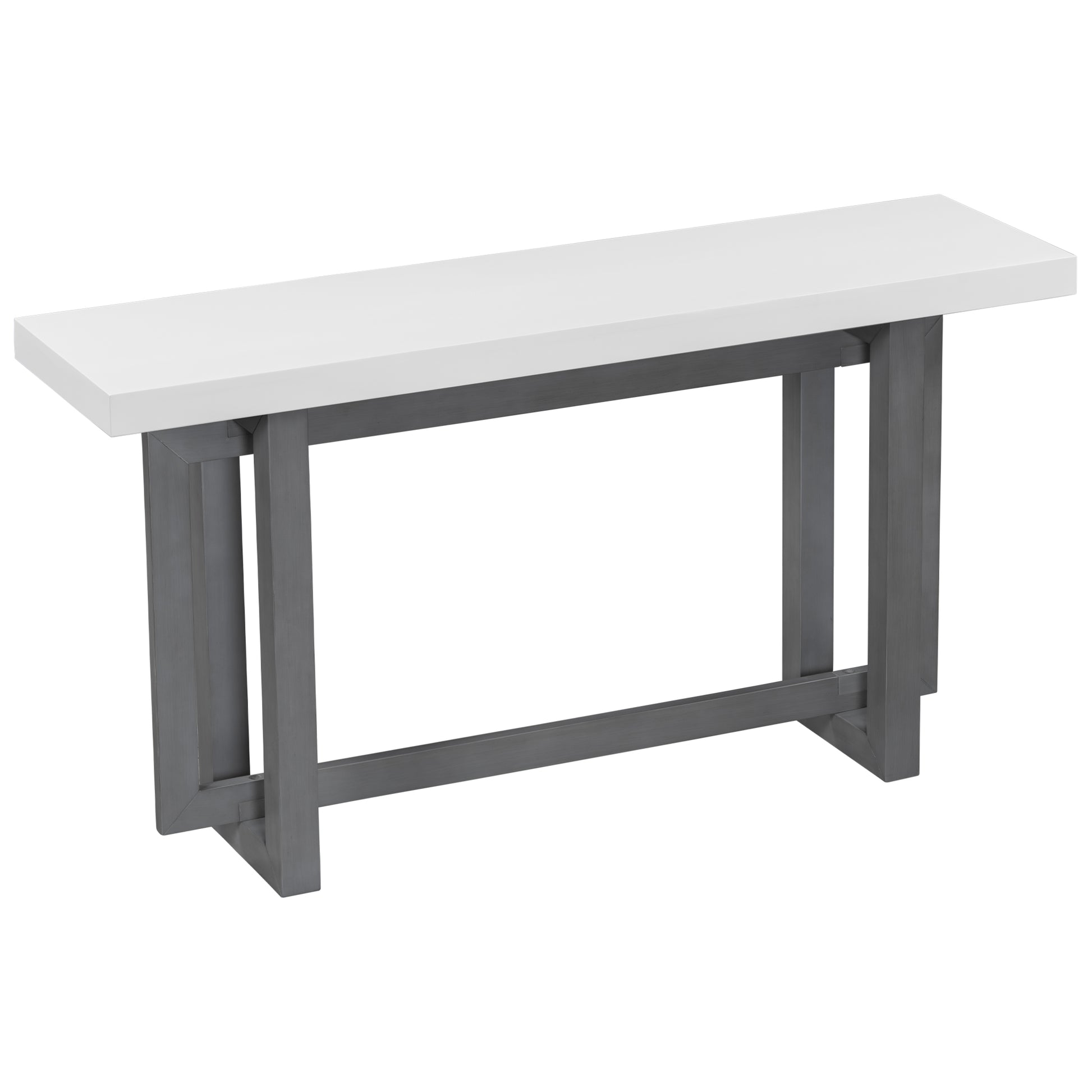 Contemporary Console Table With Wood Top, Extra Long Entryway Table For Entryway, Hallway, Living Room, Foyer, Corridor Dark Gray White Solid Wood Mdf