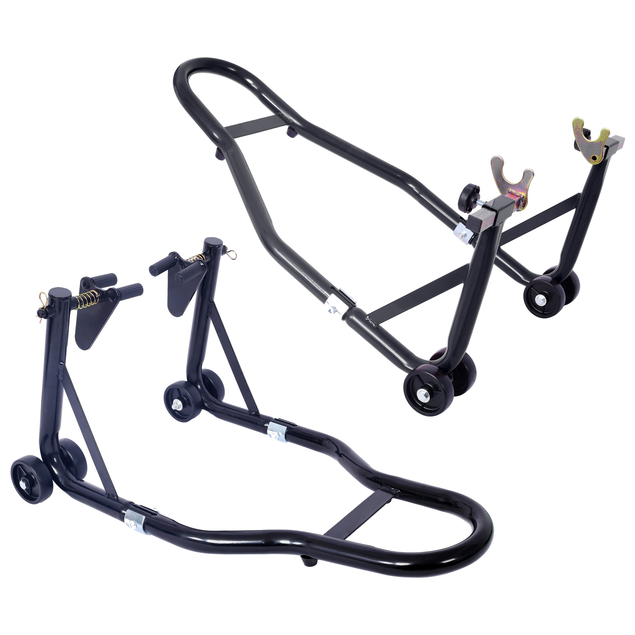 Motorcycle Stand 1000Lb Sport Bike Front And Rear Wheel Lift Swingarm Paddock Stands Black U Black Steel