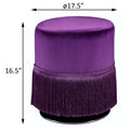 Purple Eggplant Round Ottoman With Fringe Purple Velvet