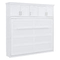 Queen Size Murphy Bed Wall Bed With Top Cabinets,White Queen White Plywood
