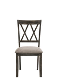 Claudia Ii Beige Fabric & Weathered Gray Finish Side Chair Set Of 2 Beige,Gray Fabric,Synthetic Wood