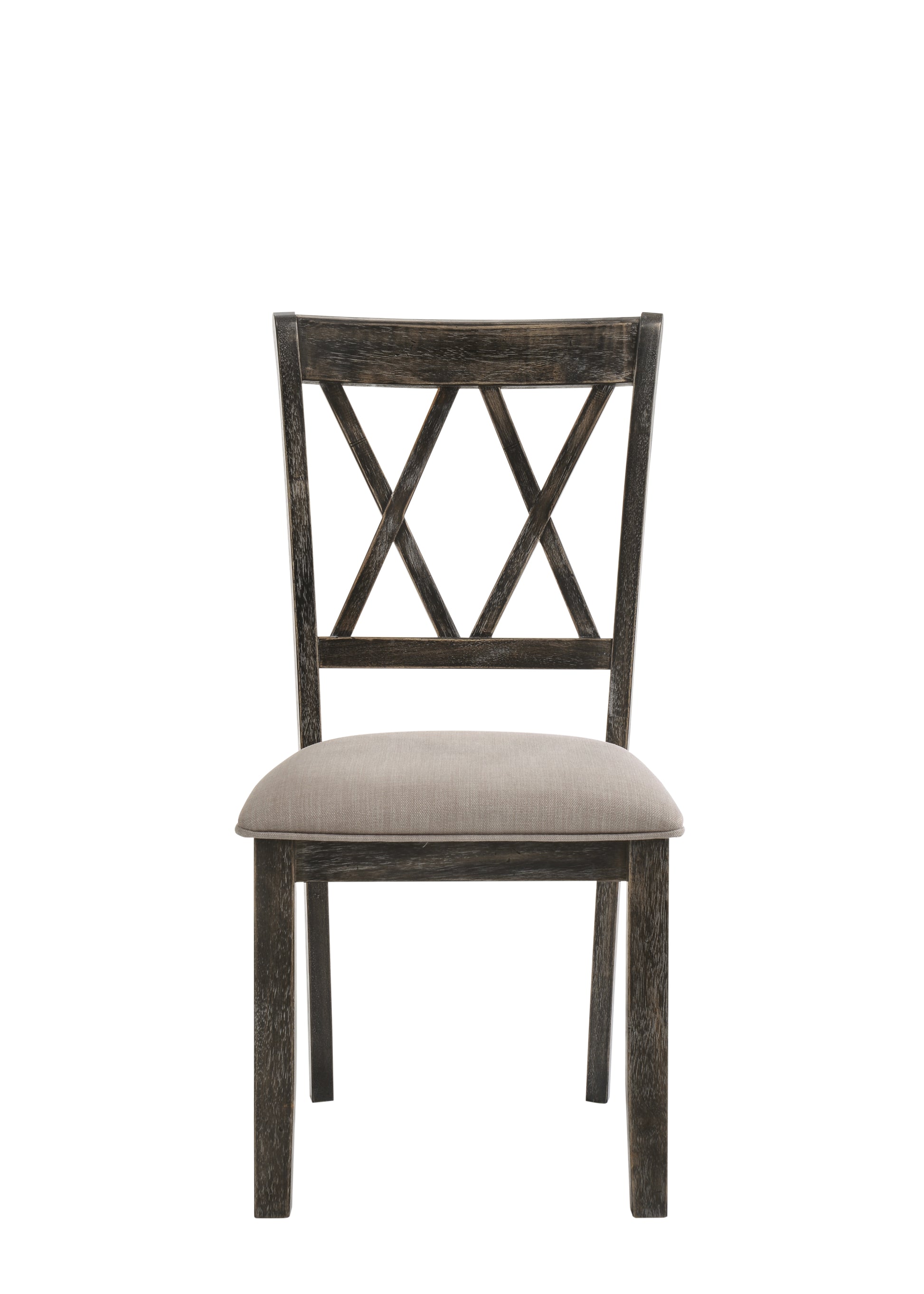 Claudia Ii Beige Fabric & Weathered Gray Finish Side Chair Set Of 2 Beige,Gray Fabric,Synthetic Wood