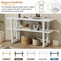 Retro Elegant Console Table With Marble Effect Top And Versatile Storage Solutions For Entryway And Living Room Antique White Antique White Solid Wood Mdf