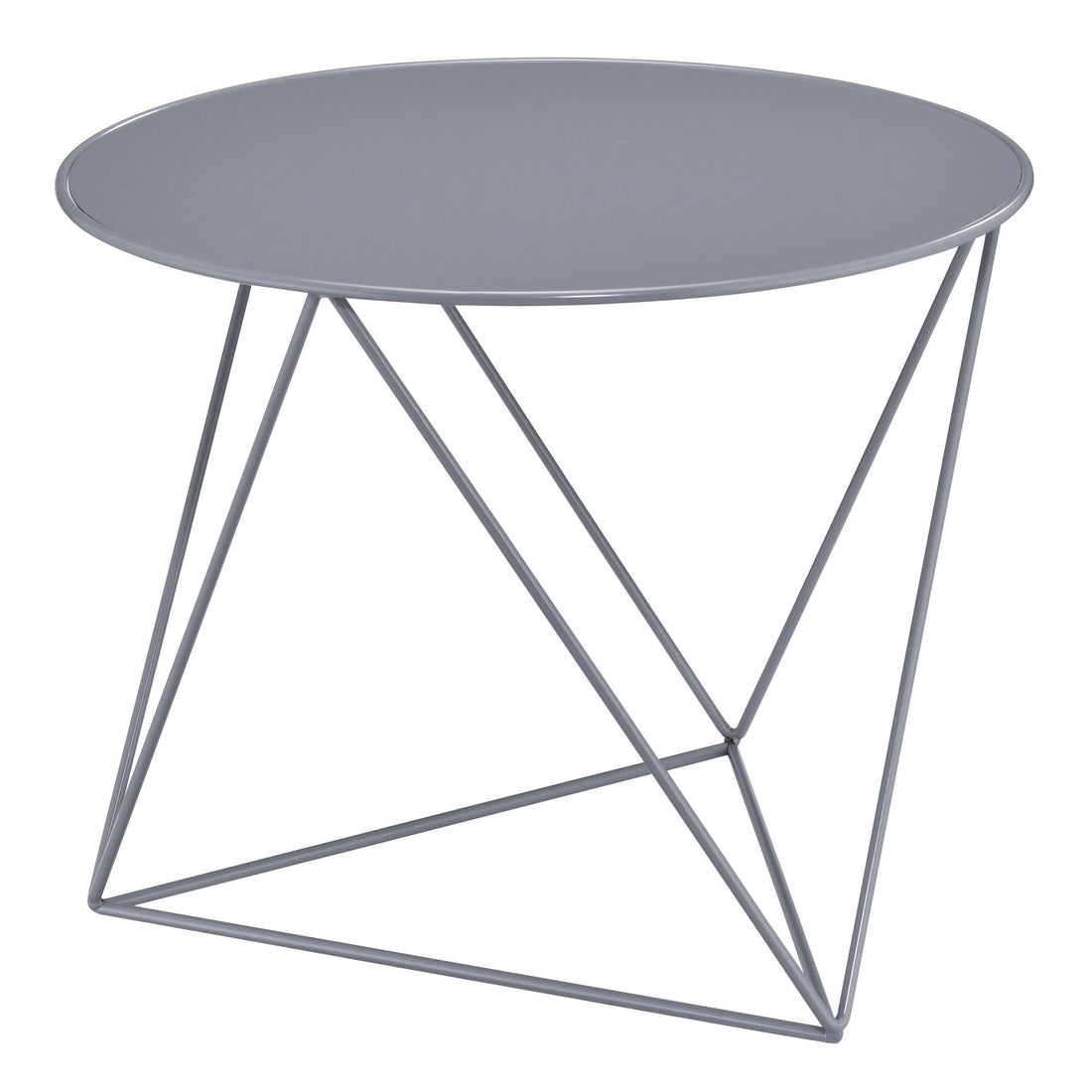 Grey Geometric Metal Base Accent Table Grey Primary Living Space Contemporary Round Metal