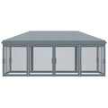 Outsunny 10' X 20' Pop Up Canopy Tent With Netting, Heavy Duty Instant Sun Shelter, Large Tents For Parties With Carry Bag For Outdoor, Garden, Patio, Gray Gray Steel