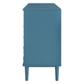 Modern 4 Door Sideboard With Convex Pattern Doors And 2 Silver Handle For Living Room, Dining Room, Kitchen Navy Navy Mdf