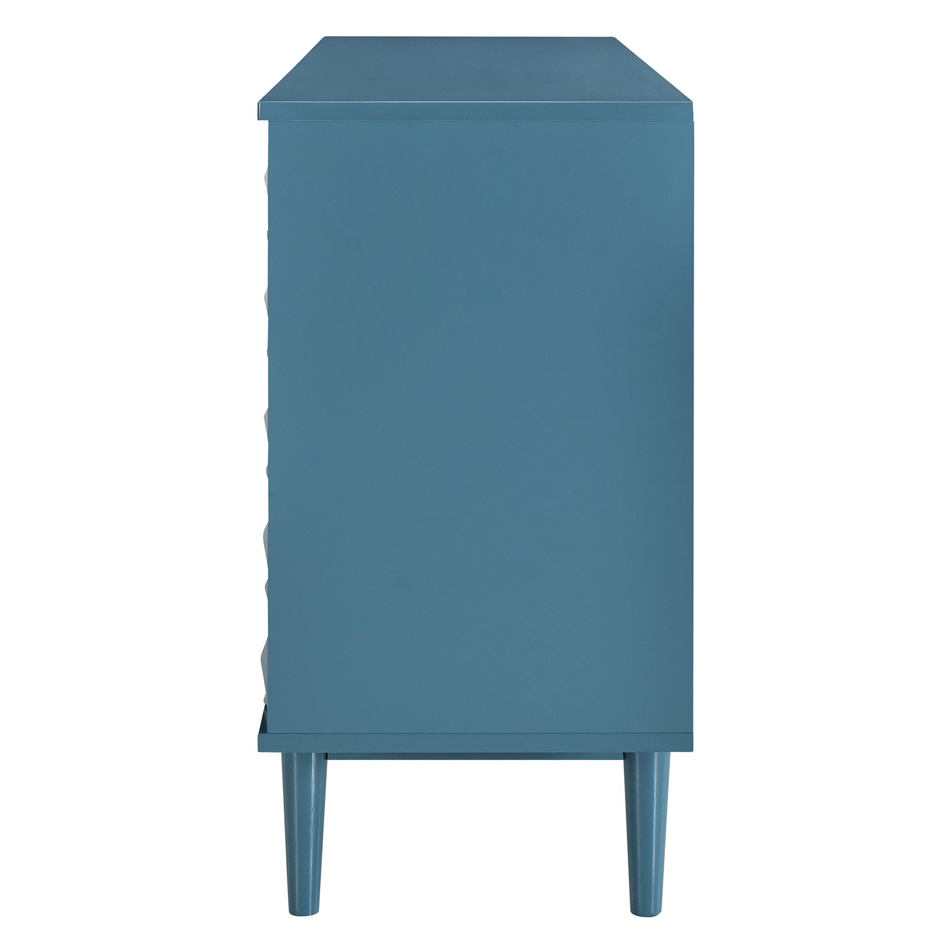 Modern 4 Door Sideboard With Convex Pattern Doors And 2 Silver Handle For Living Room, Dining Room, Kitchen Navy Navy Mdf