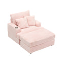 39 Inch Spring Upholstered Armchair And Ottoman Set Comfortable Single Sofa With Cup Holder And Corduroy Fabric, Perfect For Living Room Or Bedroom Pink Corduroy 1 Seat