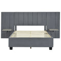 Full Size Upholstered Platform Bed With Big Headboard, Bedroom Furniture, Velvet, Gray Full Gray Plywood