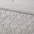 3 Piece Tufted Cotton Chenille Medallion Comforter Set Grey Full Queen Full Grey Cotton