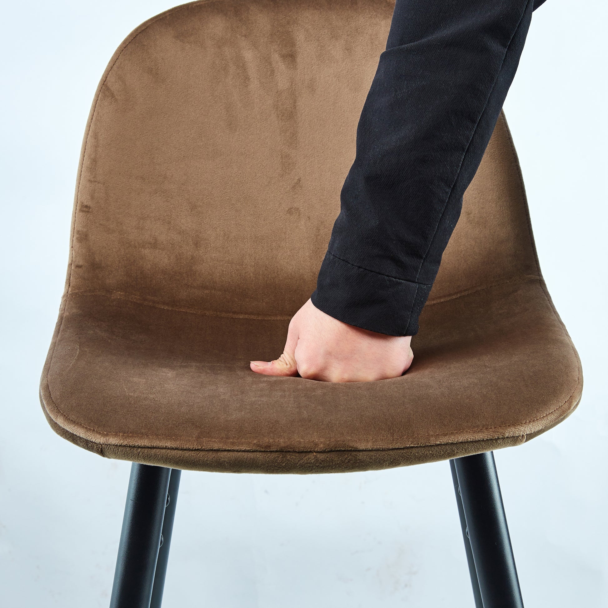 Bar Stools Set Of 2, 30 Inches Velvet Barstool Modern Counter Bar Height Chair With Back, Sturdy Metal Legs & Footrests, Easy Assembly, Island Stool For Kitchen Bar Brown Velvet