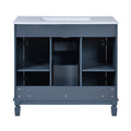 36'' Bathroom Vanity With Top Sink, Modern Bathroom Storage Cabinet With 2 Soft Closing Doors And 2 Drawers, Single Sink Bathroom Vanity Blue Bathroom Modern Solid Wood Mdf Ceramic,Solid Wood Mdf