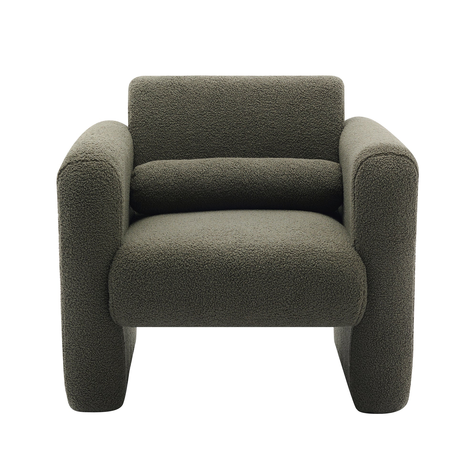 Modern Accent Chair Lambskin Sherpa Fabric Upholstered Comfy Reading Arm Chair Soft Padded Armchair With Back And Pillow For Living Room Bedroom Reception Waiting Room Office,Seaweed Green Seaweed Green Primary Living Space Upholstered