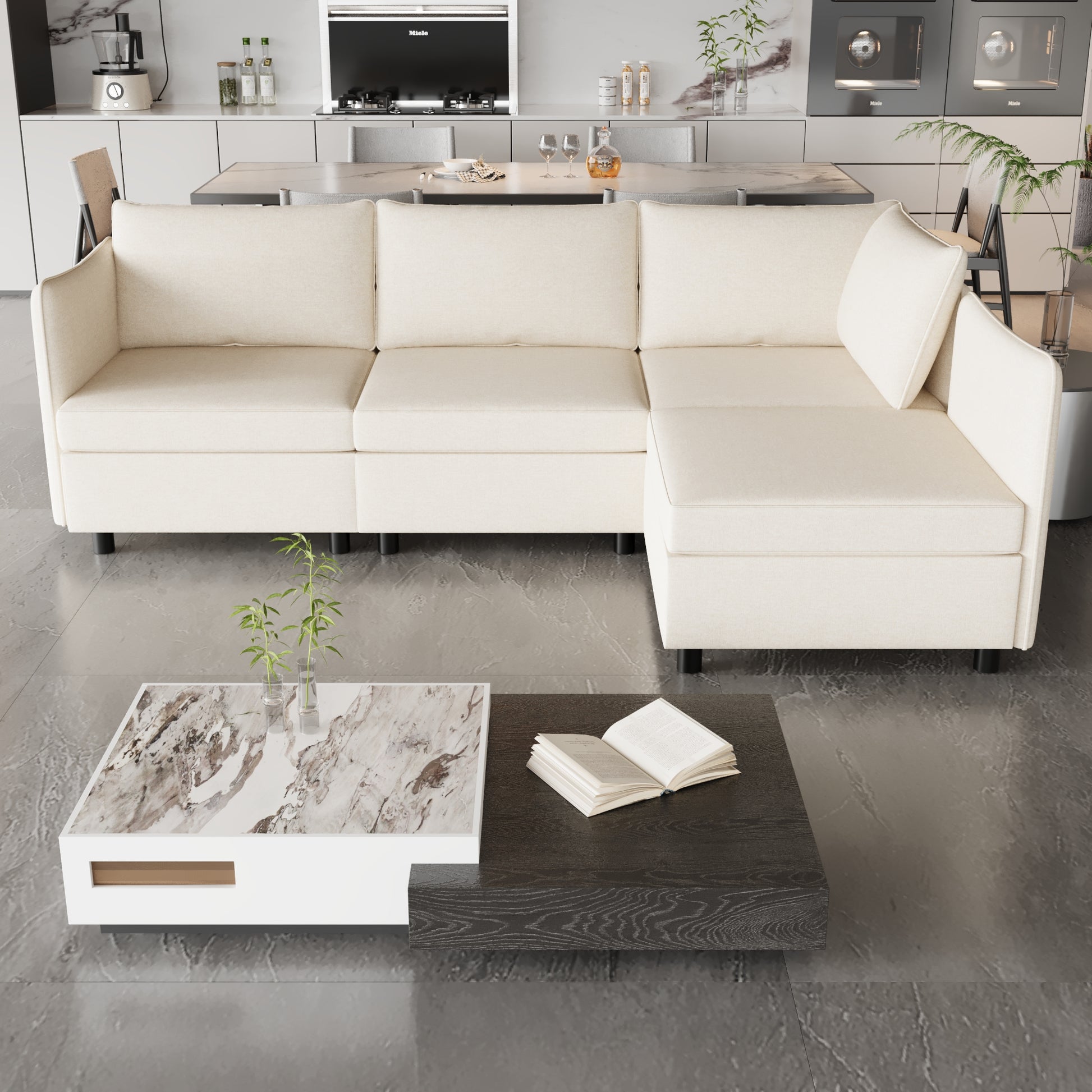 Side Armrest For Modular Sofa Combo Parts Pair Of Armrests For Sectional Modular Couch Beige Fabric 1 Seat