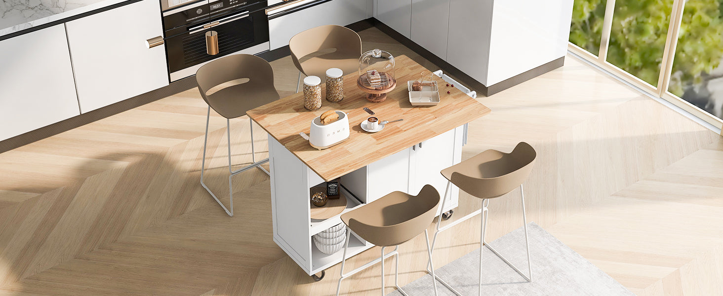 K&K Kitchen Island With Foldable Counter Top, Kitchen Storage Cart With Slide Out Shelf, Towel Rack And Drawer, Rolling Kitchen Cart On Wheels, For Kitchen, Living Room, Dining Room, White White Brown Kitchen Classic,Farmhouse,Luxury,Modern Rectangular