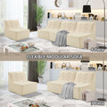 Fireside Chair, Lazy Floor Sofa Couch, Teddy Velvet Bean Bag Chair, Tatami Sofa With High Resilience Foam For Living Room, Bedroom, Office Salon, Khaki Khaki Soft Foam Foam,Teddy