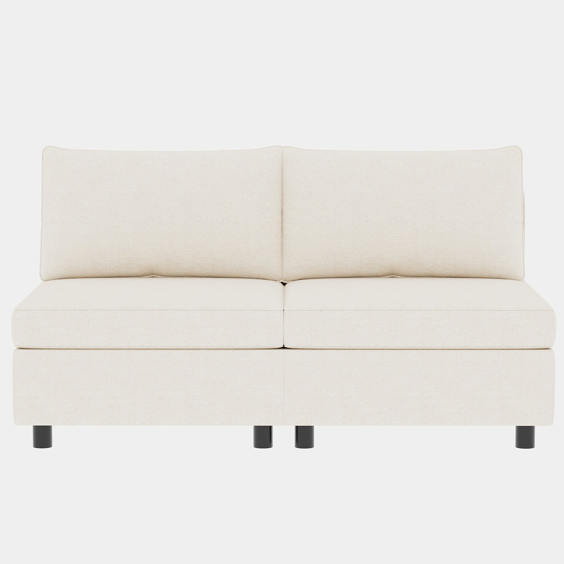 Armless Seat For Modular Sectional Sofa, Convertible Sofa Seat With Storage, Sleeper Sectional Sofa Set, Fabric Flexible Modular Combinations For Living Room 2Pcs Beige Fabric 2 Seat