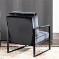 Classic Mid Century Modern Accent Chair With Durable Square Metal Frame, Armchair For Living Room, Bedroom, Home Office In Plush Velvet Upholstery, Black Black Velvet