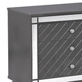 3 Drawer Wooden Nightstand With Diamond Pattern And Mirror Inlay, Gray Gray Solid Wood