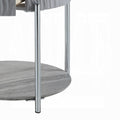 Grey High Gloss And Chrome End Table With Drawer Grey Silver Primary Living Space Shelves Round Wood Metal