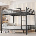 Queen Over Queen Metal Bunk Bed With Ladder And Slats Support For Adults Teens, Black Box Spring Not Required Queen Black Metal Bunk Metal