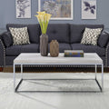Light Oak And Chrome Coffee Table With Open Base Natural Primary Living Space Rectangular Wood Metal Sled