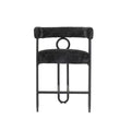 Coolmore Bar Stools Set Of 2, Modern Bar Stool With Back, Black Metal Frames, Upholstered Bar Stools For Kitchen Island, Pub, Club Black Chenille Black Dining Room Foam Chenille
