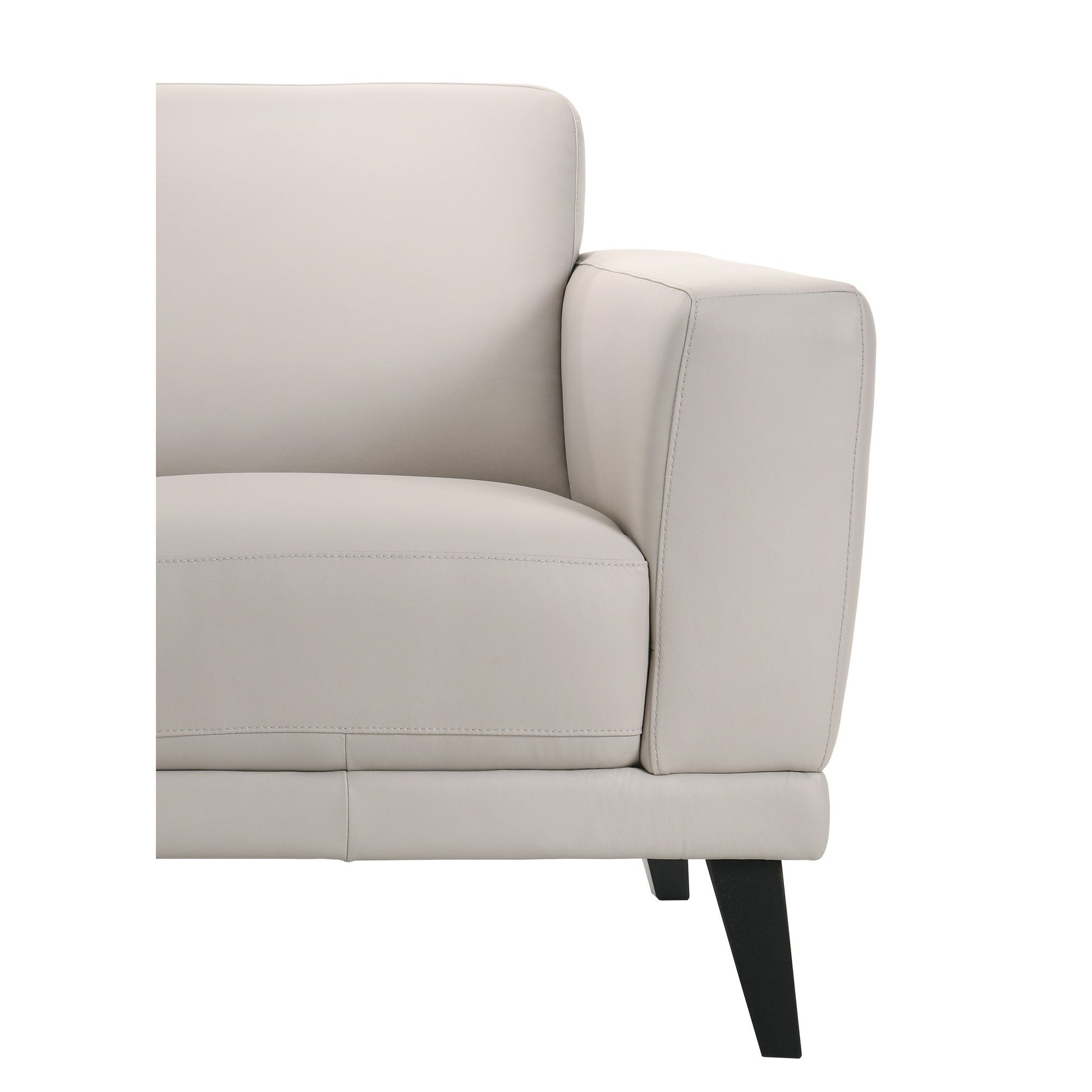 Fin 71 Inch Right Arm Facing Sofa, Mist Gray, Genuine Italian Leather Gray Wood 5 Seat