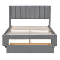 Full Size Storage Bed Velvet Upholstered Platform Bed With A Big Drawer Gray Old Sku:Wf296850Aae Full Gray Velvet
