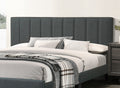 Gorgeous 1Pc Queen Size Bed Charcoal Polyfiber Platform Bedframe Slats Bedroom Furniture Box Spring Not Required Queen Charcoal Wood Bedroom Modern,Transitional Rubberwood Bed Frame Foam
