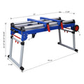 Miter Saw Stand, 5 In 1 Portable Workbench, Quick Folding Work Table With Detachable Miter Saw Stand & Height Adjustable Legs, Scaffold Dolly Creeper Platform For Woodworking, Repair, Masonry Blue