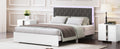 Queen Size Upholstered Bed With Led Light,Modern Platform Bed With With Velvet Headboard,White Queen White Mdf