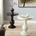 Antique White Accent Table With Pedestal Base Antique White Primary Living Space Farmhouse,Modern Round Wood Pedestal