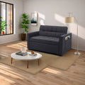 Stylish Black Pull Out Sofa Bed With Woven Polyester Fabric & Solid Wood Frame Black Polyester 2 Seat