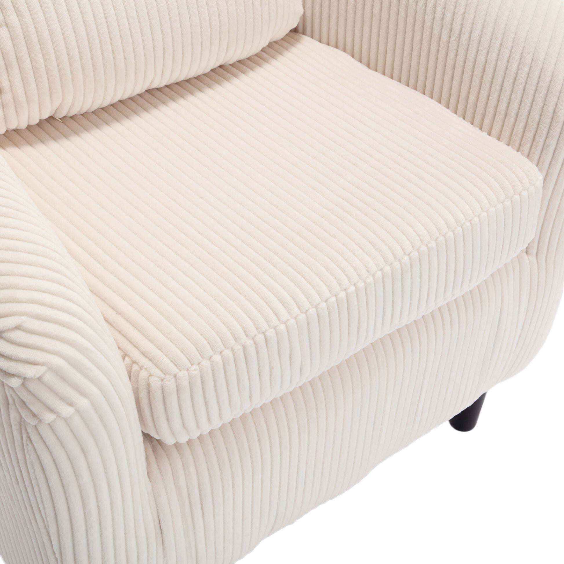 Coolmore Living Room Accent Barrel Chair, Century Modern Style Decorative Chair, Armchair For Living Room With Thick Cushions And Pillows, Comfy Single Sofa Chair, Chair With Wooden Legs,Beige Beige Corduroy