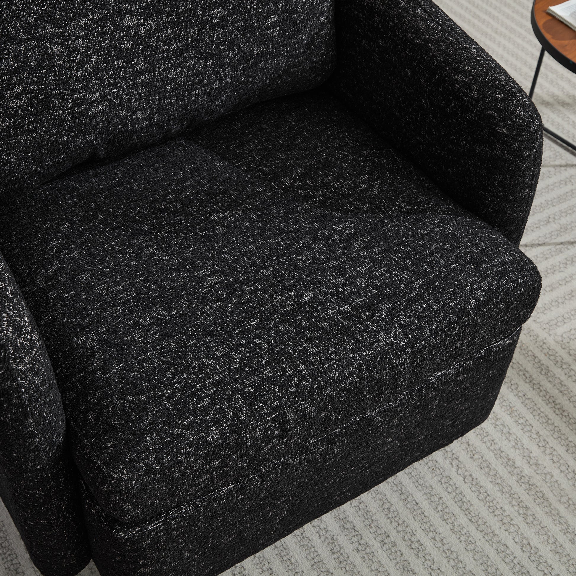 31.5"W Swivel Accent Chair And Comfy Round Accent Single Sofa Chair, 360 Degree Club Chair, Lounge Armchair For Living Room,Bedroom.Nursery.Black Gray Chenille Black Gray Chenille