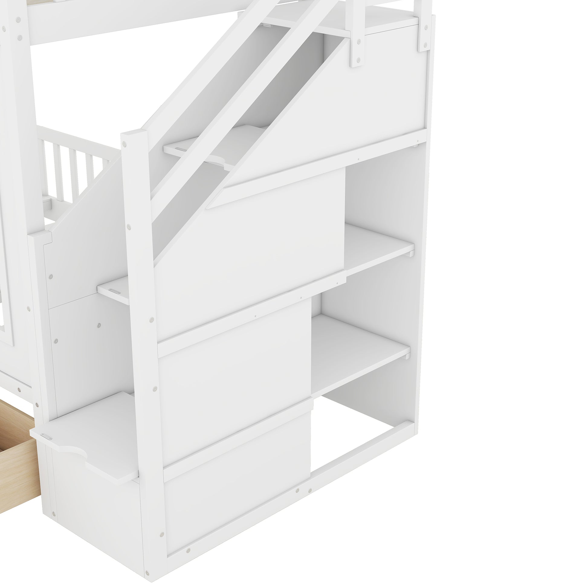 Twin Over Twin Bunk Bed With Changeable Table, Bunk Bed Turn Into Upper Bed And Down Desk White Twin White Solid Wood